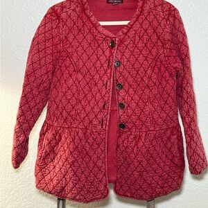 April Cornell Quilted Red Button-Front Jacket